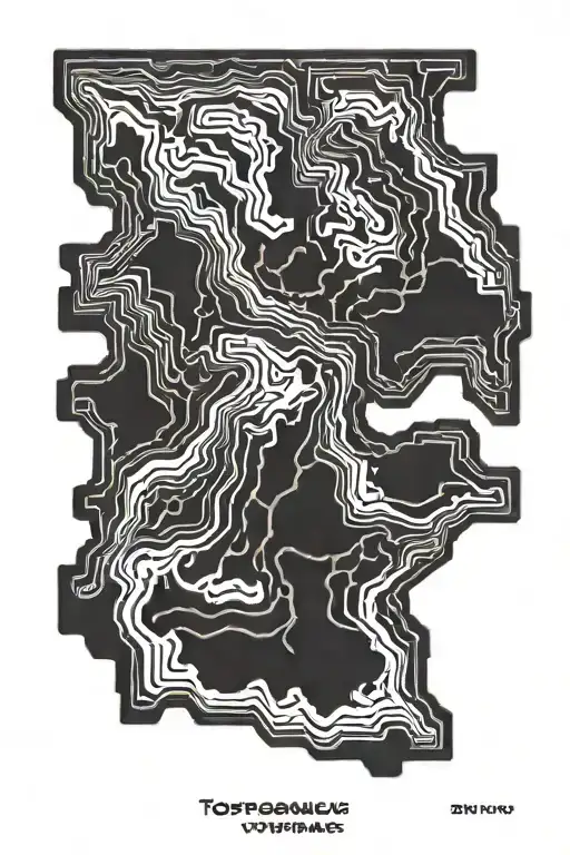 Topographic map outline tattoo design idea