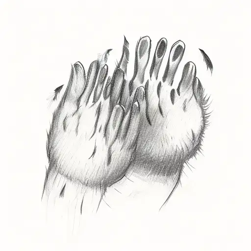 cat paws with duck feathers tattoo design idea