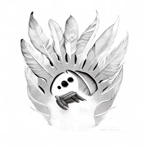 cat paw and duck feathers tattoo design idea