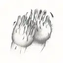 cat paws with duck feathers tattoo design idea