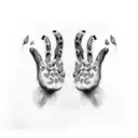 cat paws with duck feathers tattoo design idea