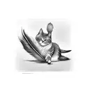 cat paws with duck feathers tattoo design idea