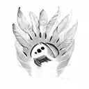 cat paw and duck feathers tattoo design idea