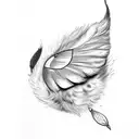 cat paw and duck feathers tattoo design idea