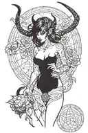 female demon nude woman tattoo design idea
