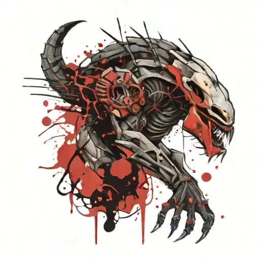 predator fighting alien tattoo design idea