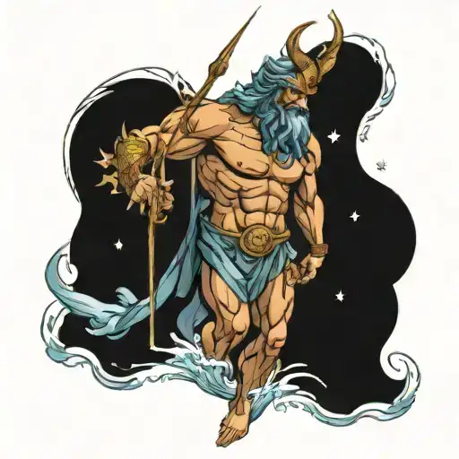 poseidon god tattoo design idea