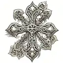 cross with skulls at base tribal tattoo tattoo design idea