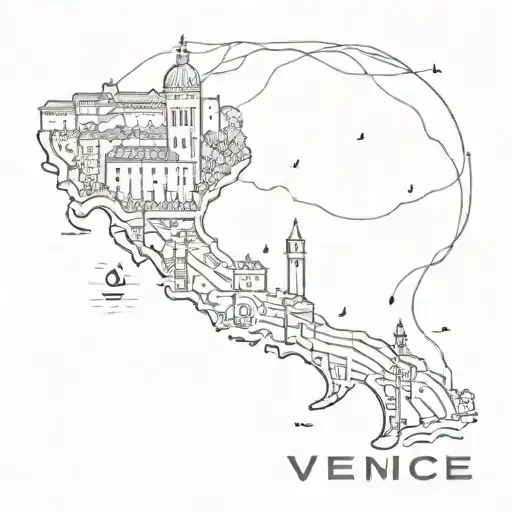 Venice map with spritz glass tattoo design idea