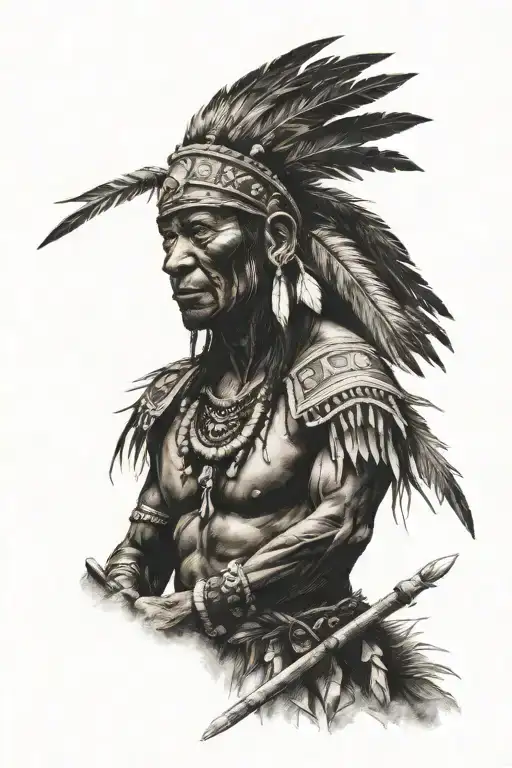 taino indian warrior tattoo design idea