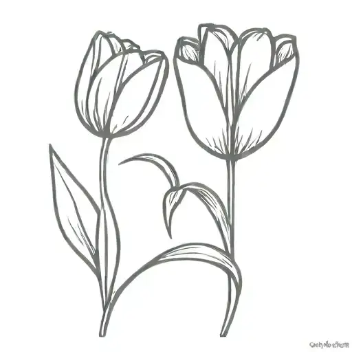 two tulips with a heart symbolizing love tattoo design idea