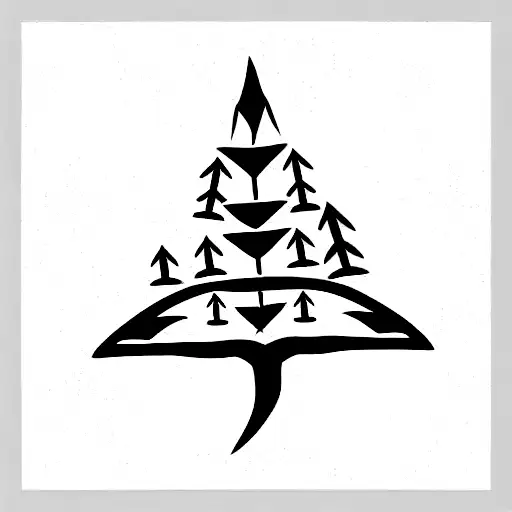 tree with arrow and nordic runes tattoo design idea