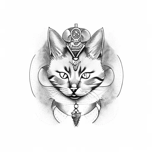 Cat with tales tattoo design idea