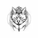 Cat with tales tattoo design idea