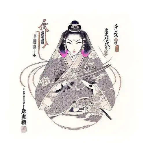 mujer con espada tattoo design idea