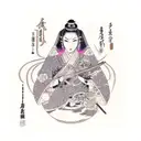 mujer con espada tattoo design idea