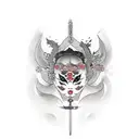 mujer con espada tattoo design idea