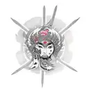 mujer con espada tattoo design idea