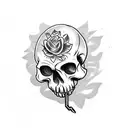 jester skull flipping off smoking a blunt tattoo design idea