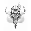 jester skull flipping off smoking a blunt tattoo design idea