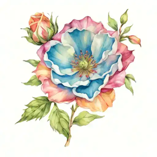 January, April, August and September birth month flower  tattoo design idea