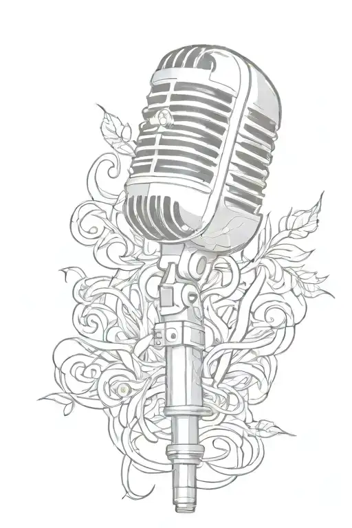 rap music and microphone tattoo design idea