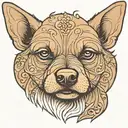 Black and brown small dog with sharp ears and pointed nose with less hair in body.  tattoo design idea