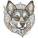 Black and brown small dog with sharp ears and pointed nose with less hair in body.  tattoo design idea