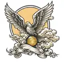 sun shining through clouds on god with wings saying Isaiah 41-10 tattoo design idea