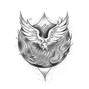 phoenix rising from a camp fire tattoo design idea