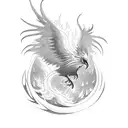 phoenix rising from a camp fire tattoo design idea