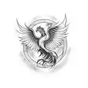 phoenix rising from a camp fire tattoo design idea