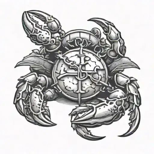 2 inch anchor withh a crab and lobster inside representing tattoo design idea