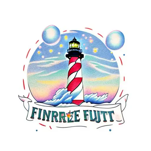 cape hatteras light house with bubbles up by jimmy buffett tattoo design idea