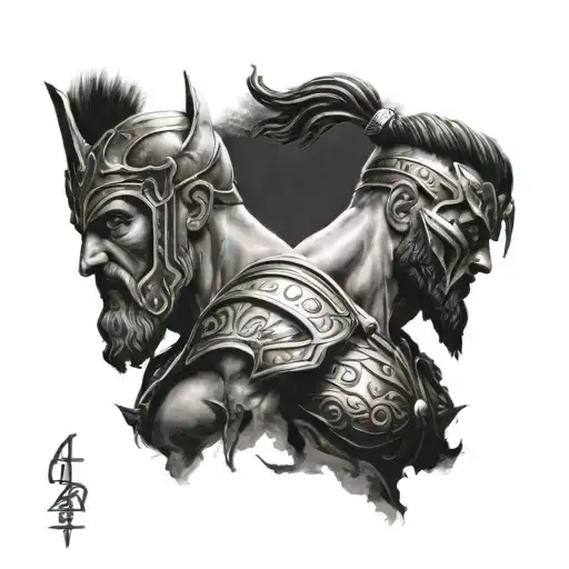 Zues Poseidon and ares god of war tattoo design idea