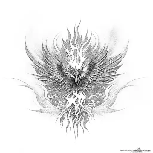 phoenix rising from ashes tattoo design idea