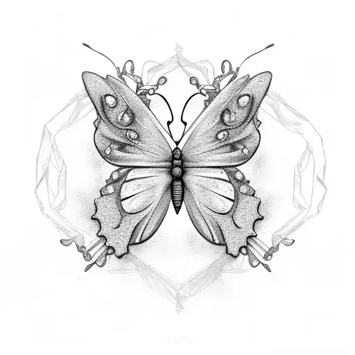Butterfly and Broken Chains Design tattoo design idea