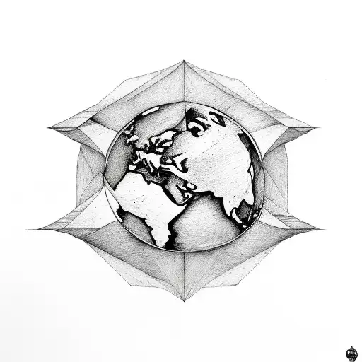 earth cut in half tattoo design idea