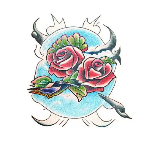 2 crow in love tattoo design idea