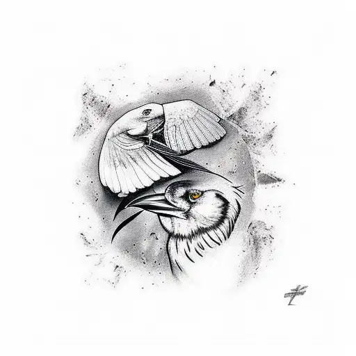 2 crow tattoo design idea