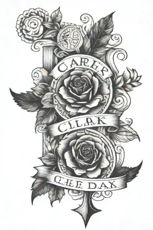family birthday date tattoo in roman numerals, including my mom, dad and sisters birthday. Our last name is Clark tattoo design idea