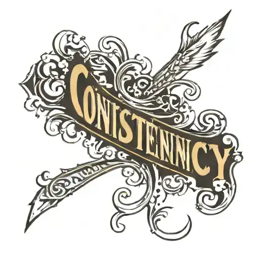 Text "Consistency." with a nice presentation of consistency in the text like a chart going up tattoo design idea