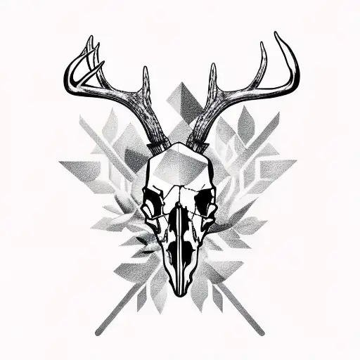 deer skull with arrows tattoo design idea