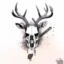 deer skull with arrows deer tracks turkey tracks shotgun shells  tattoo design idea