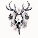 deer skull with arrows deer tracks turkey tracks shotgun shells  tattoo design idea