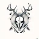 deer skull with arrows deer tracks turkey tracks shotgun shells  tattoo design idea