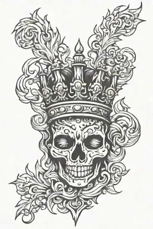 fire crown tattoo design idea