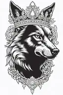 wolf with king crown tattoo design idea