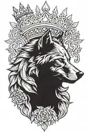 wolf with king crown tattoo design idea