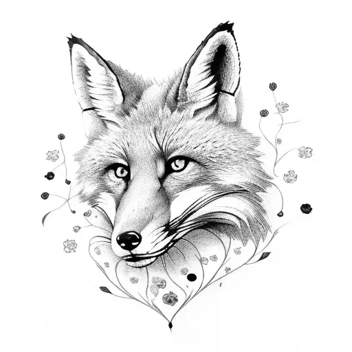 foxy with club and flowers tattoo design idea